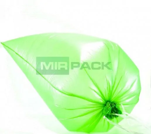 Мешки для мусора с завязками 120 л, 15 мкм, 10 шт, ПНД, зеленые - Вид 2