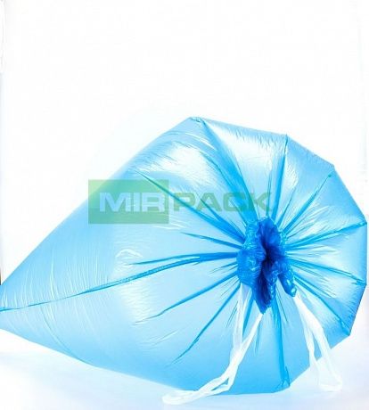 Мешки для мусора с завязками 120 л, 15 мкм, 10 шт, ПНД, синие, 85х80 см, VIP - Вид 2